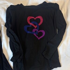Kids Black Heart Design Long Sleeve Shirt